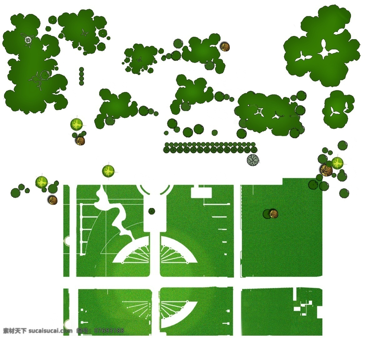景观设计常用 植物 ps景 ps景观 总平面图素材 景观设计 风景园林 彩平素材 植物图例 平面树 分层 源文件