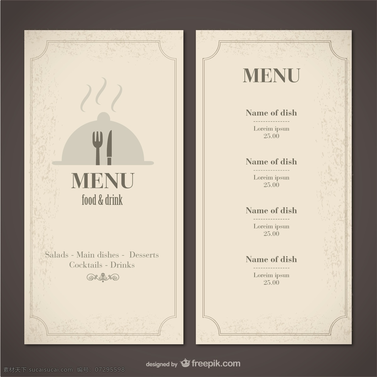 经典 食品 菜单 模板 背景 年份 模式 样机 餐厅 复古 复古的背景 垃圾 图案 图形 厨师 轮廓 布局 平面设计 粉色