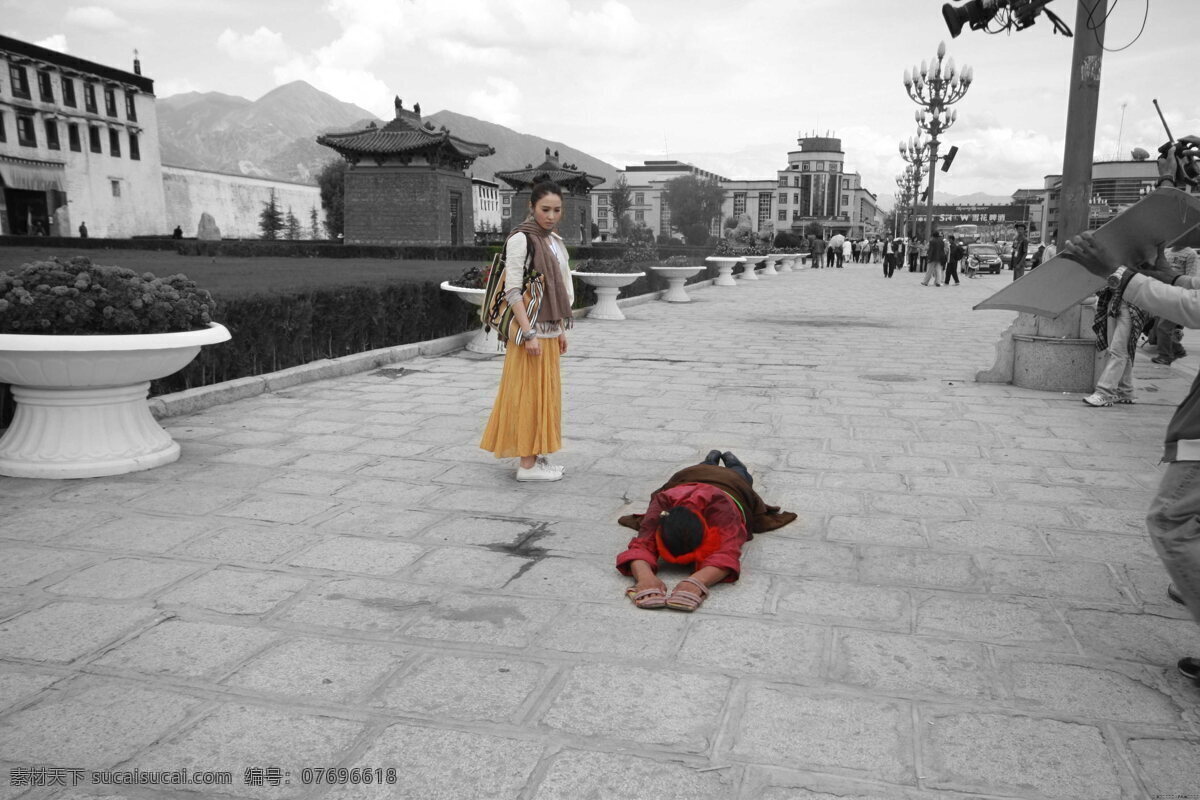 黎姿 港台明星 西藏 喇嘛 朝圣 人物图库 明星偶像 摄影图库
