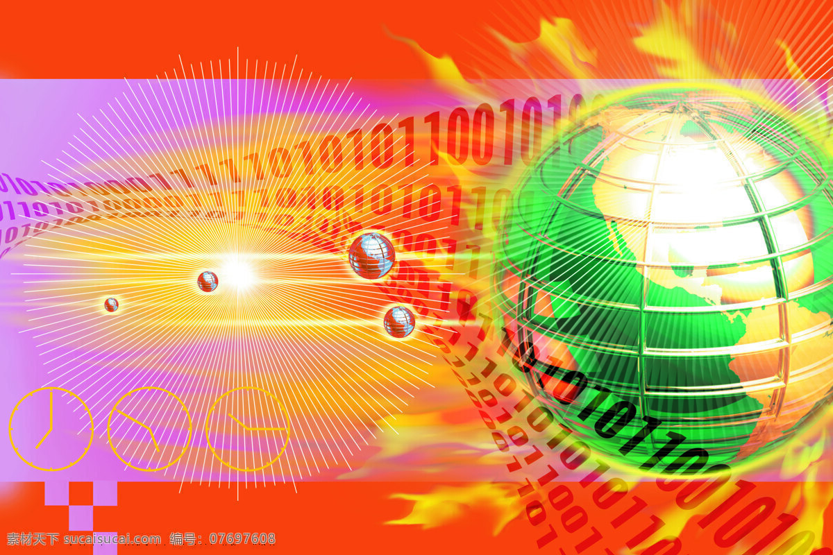 数字 科技免费下载 背景 地球 光 科技 球形 时钟 炫彩 现代科技
