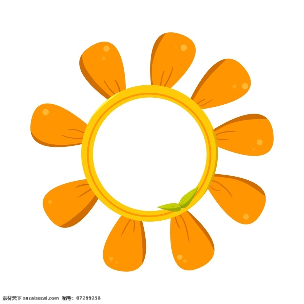 太阳花 可爱 边框 黄色的花朵 漂亮的花朵 美丽的边框 卡通边框 手绘可爱边框 圆形的边框