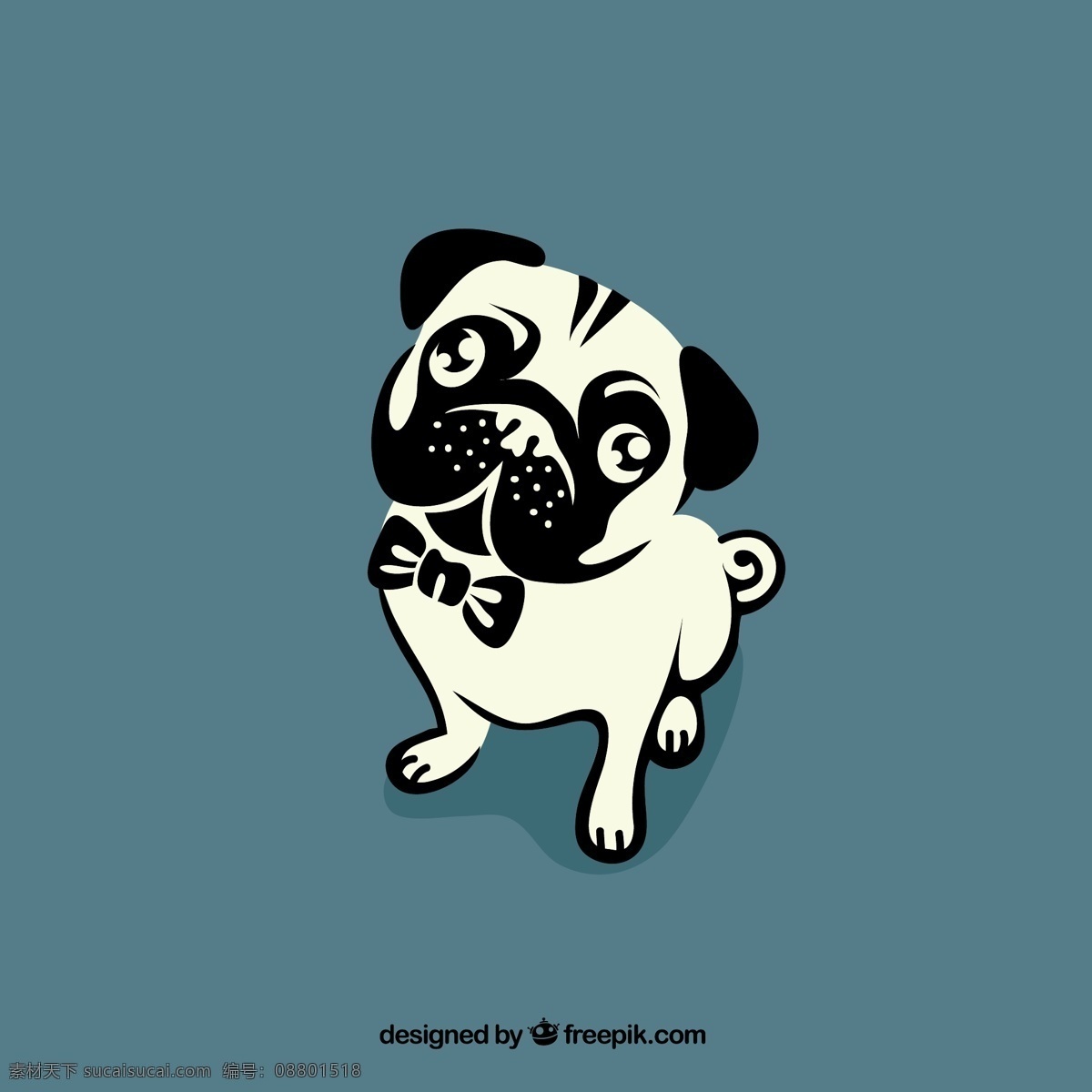 憨厚 巴哥 犬 矢量 巴哥犬 动物 蓝色