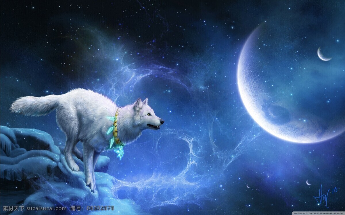创意 动漫 动漫动画 卡通 科幻 狼 月亮 宇宙 星星 野狼设计素材 野狼模板下载 野狼 天狗 冰