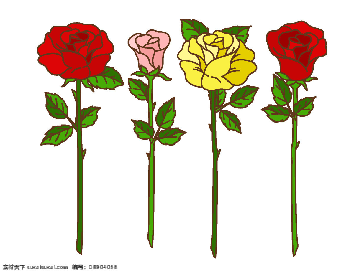 唯美 玫瑰花元素 浪漫 彩色 玫瑰花 透明元素 ai元素 免抠元素