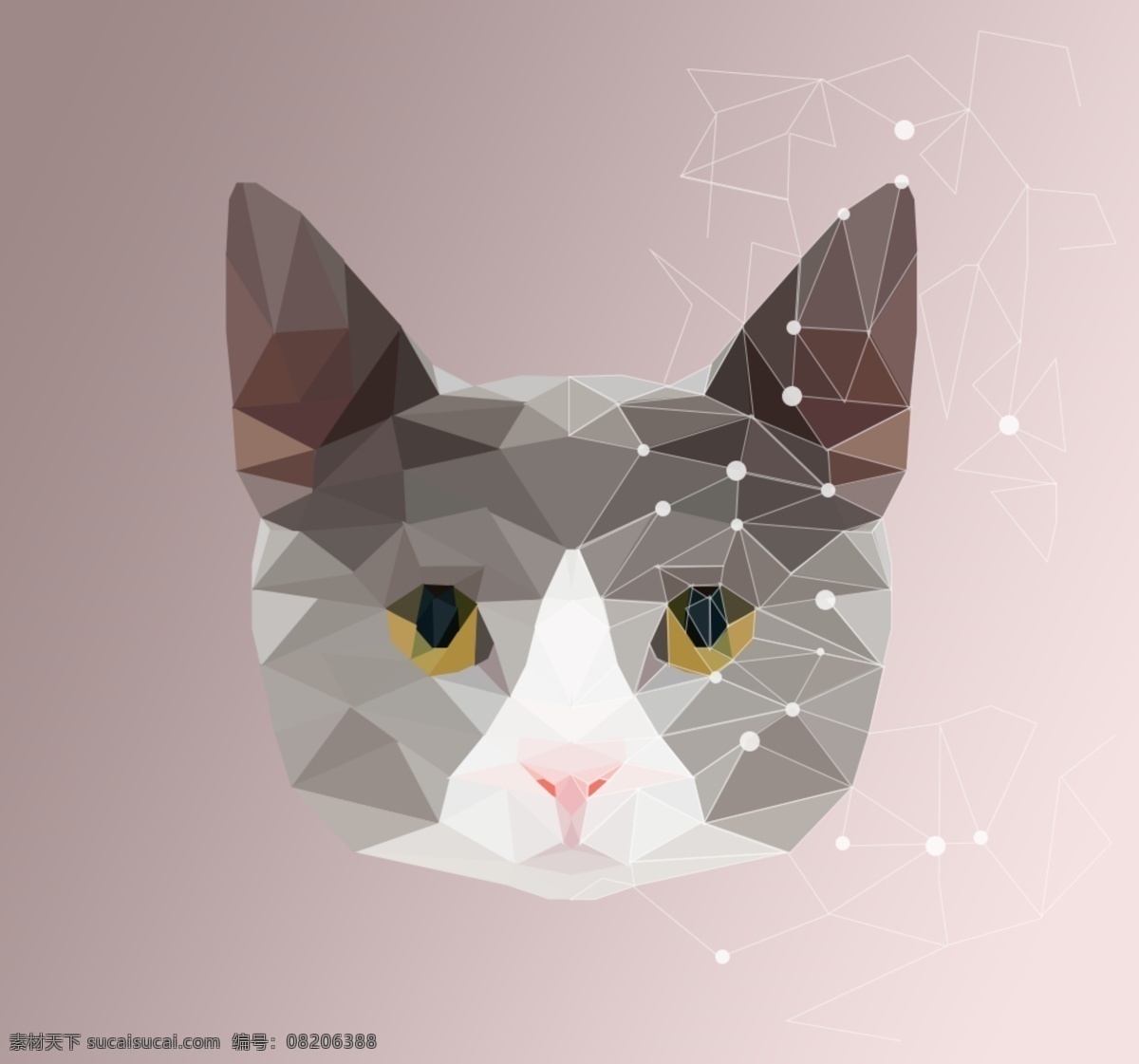 时尚 几何图形 喵 咪头 猫猫头像 可爱的猫头像 矢量 分层 几何色块