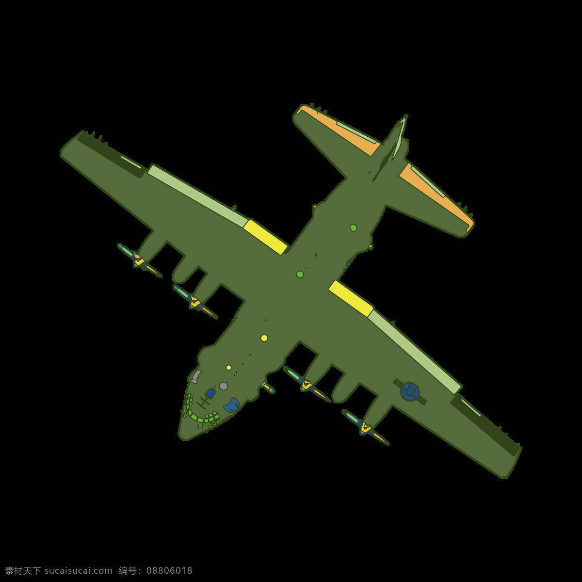 简约 扁平 卡通 建军节 空军 侦查 机 飞机 元素 解放军 战机 侦察机