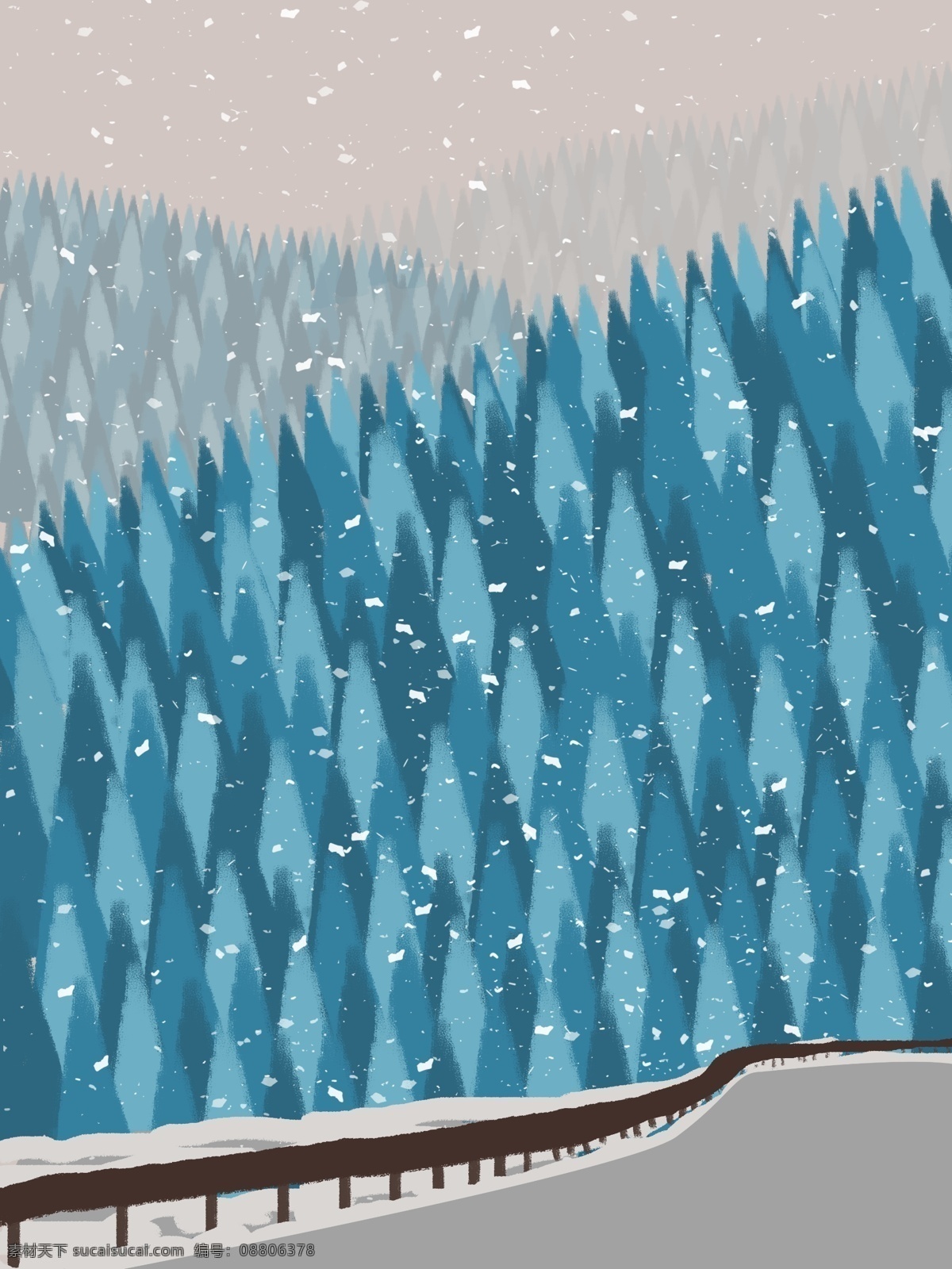 梦幻 白色 雪地 风景 背景 彩绘 树林 背景设计 大雪风景 大雪节气 中国风节气 彩绘背景