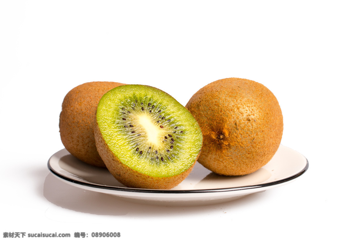一碟 水果 猕猴桃 白底 奇异果 碟子 果实 果肉 元素