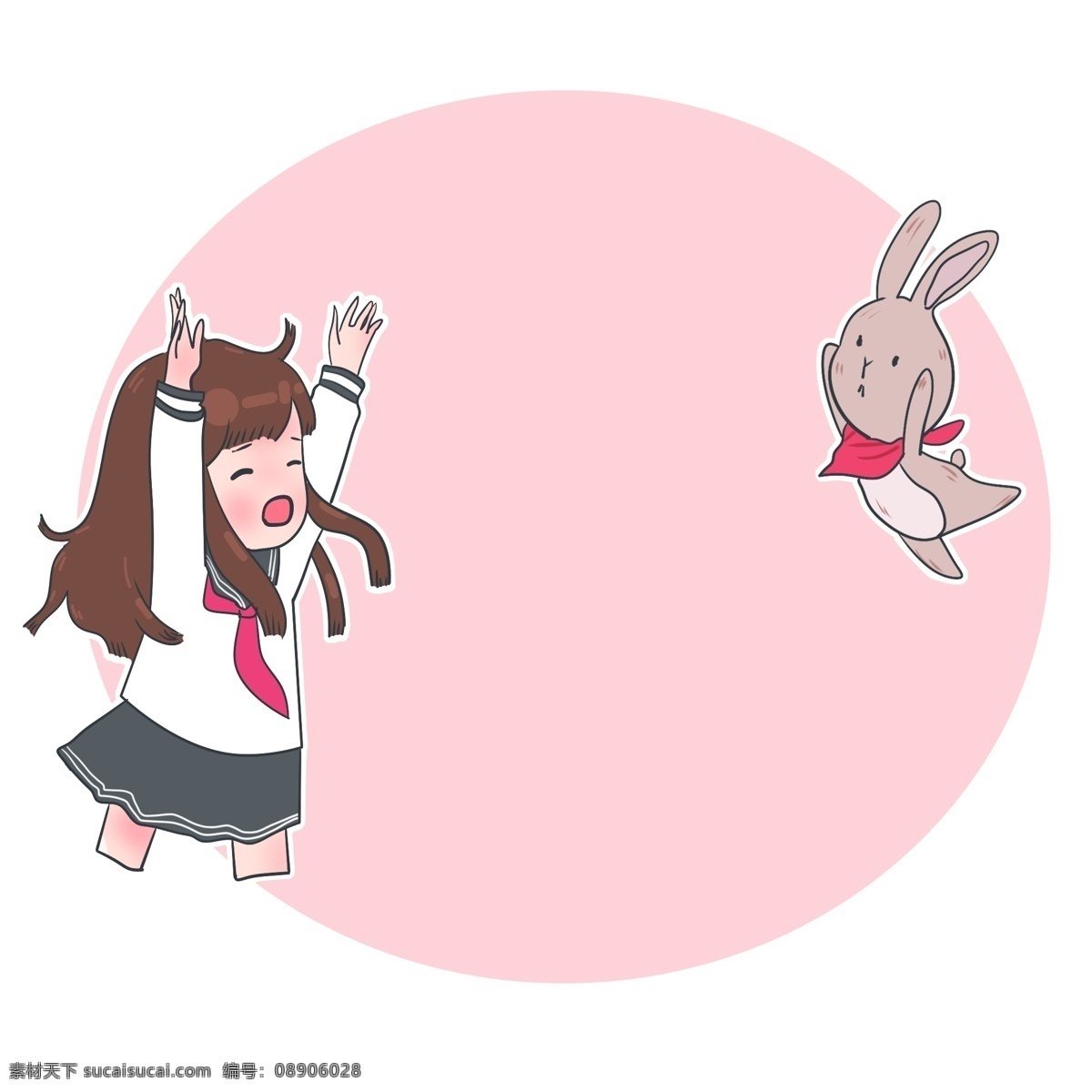 小女孩 兔子 边框 小女孩边框 粉色的边框 人物边框 可爱的边框 漂亮的边框 小兔子的边框