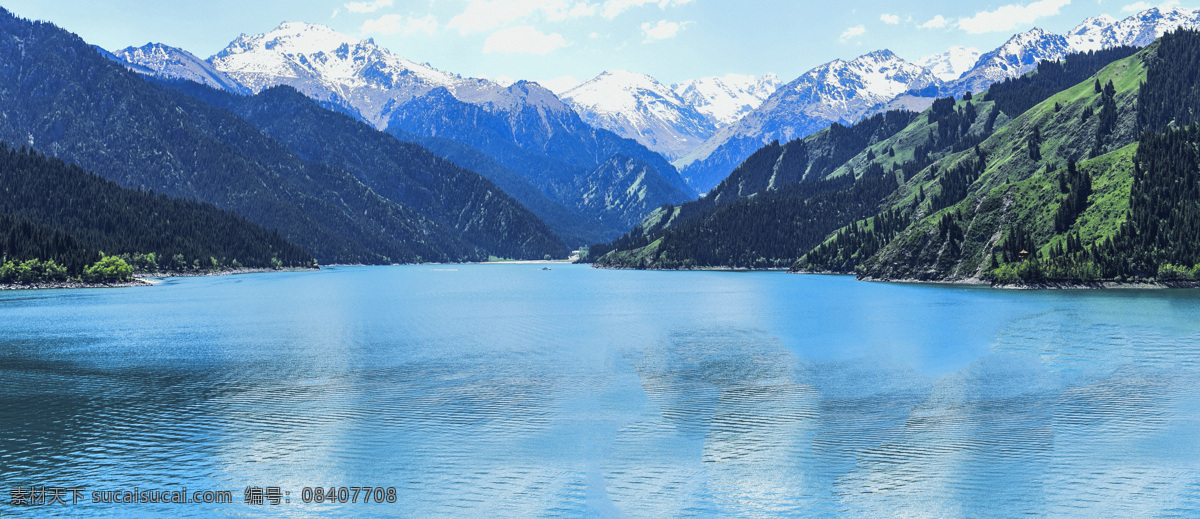 湖水山坡 湖水 青山绿水 高山 山坡 高原 雪山 自然景观 山水风景