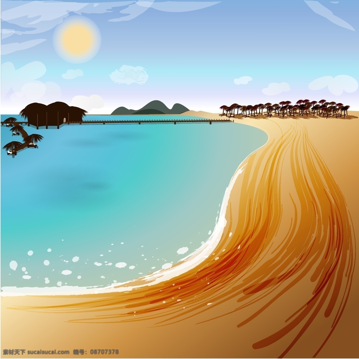 夏日背景 summer 海滩 夏日 夏天背景 夏季背景 矢量 自然景观 自然风光