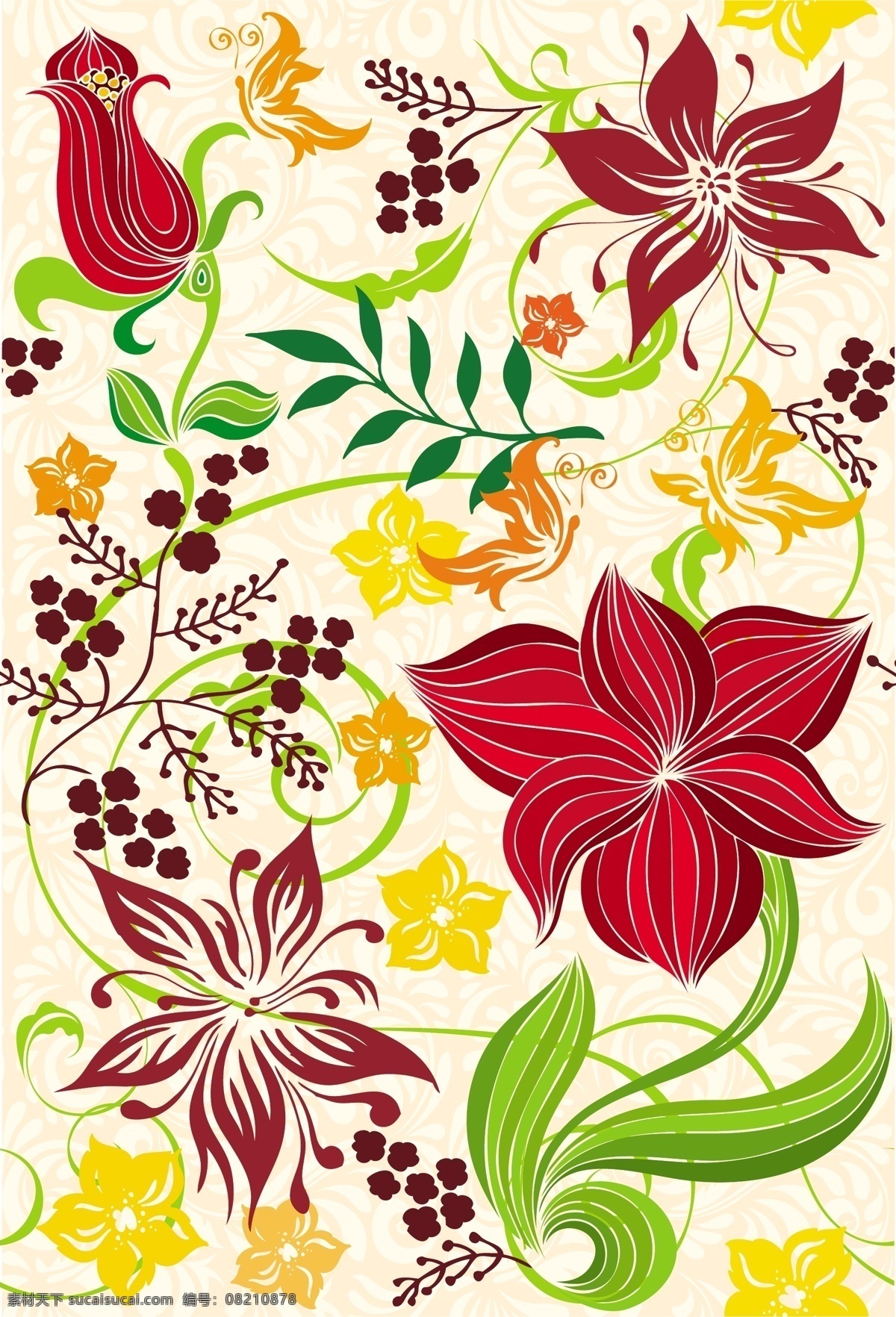 矢量 时尚潮流 鲜艳 花朵 潮流 时尚 矢量花纹 矢量图 花纹花边