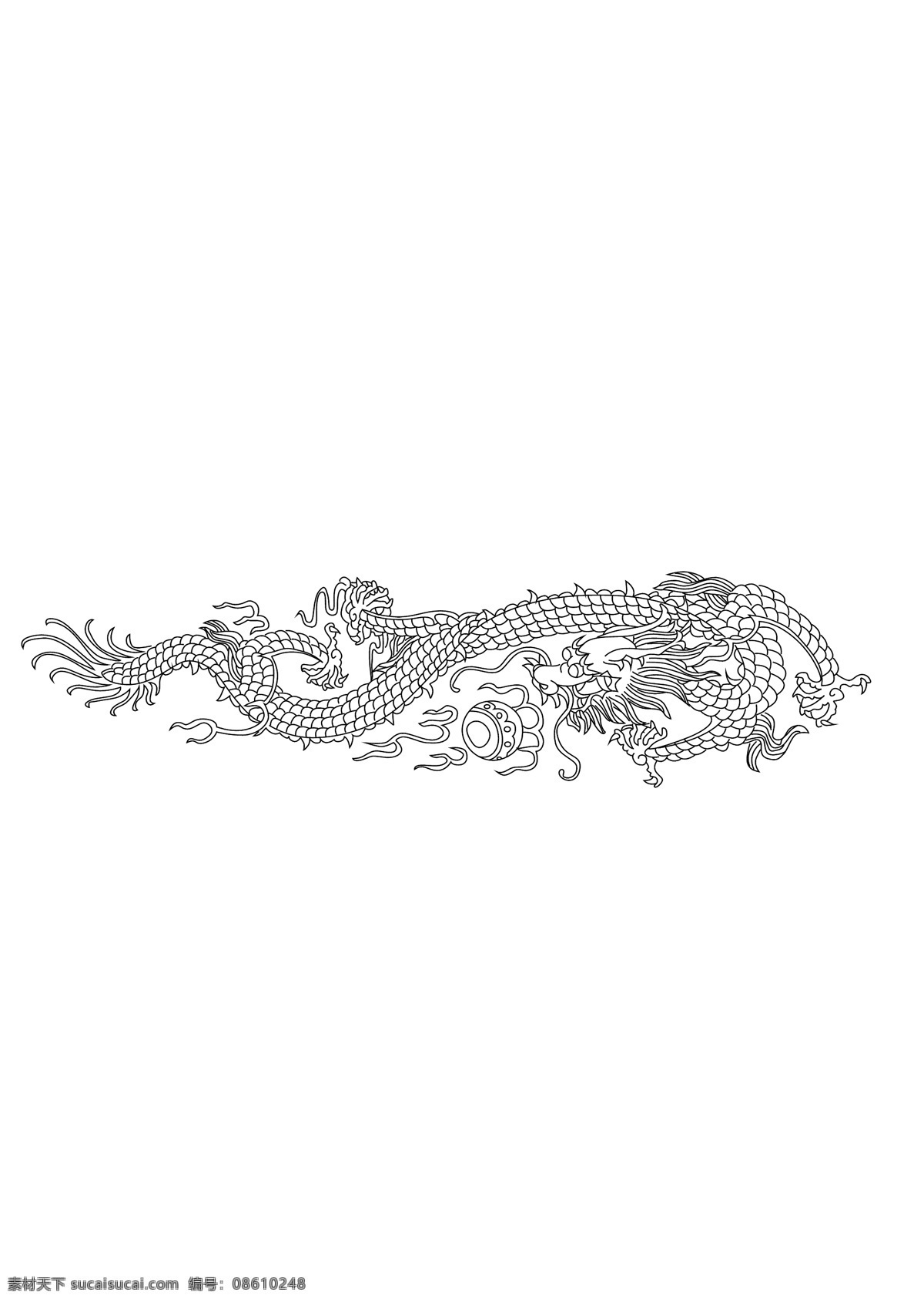 龙线描图 龙 线描 线条 矢量线条图 图案 图腾 文化艺术 传统文化