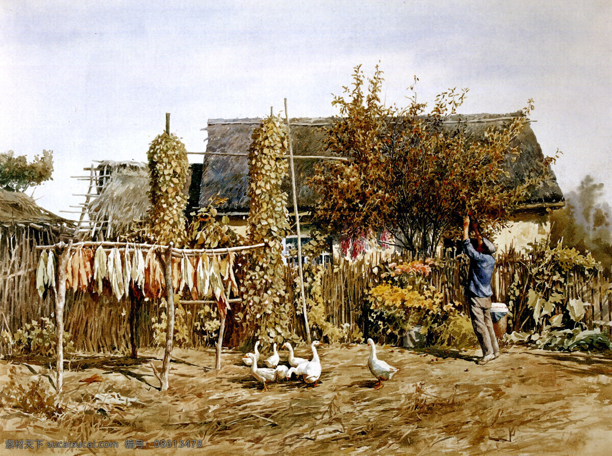 黄牛 绘画书法 鸡鸭 人物画 水彩风景画 文化艺术 油画风景 果子 熟 设计素材 模板下载 果子熟了 农村风景画 冬天雪地 民房篱笆 北方农家 摘果子 王可 大 水彩 画集 装饰素材 山水风景画