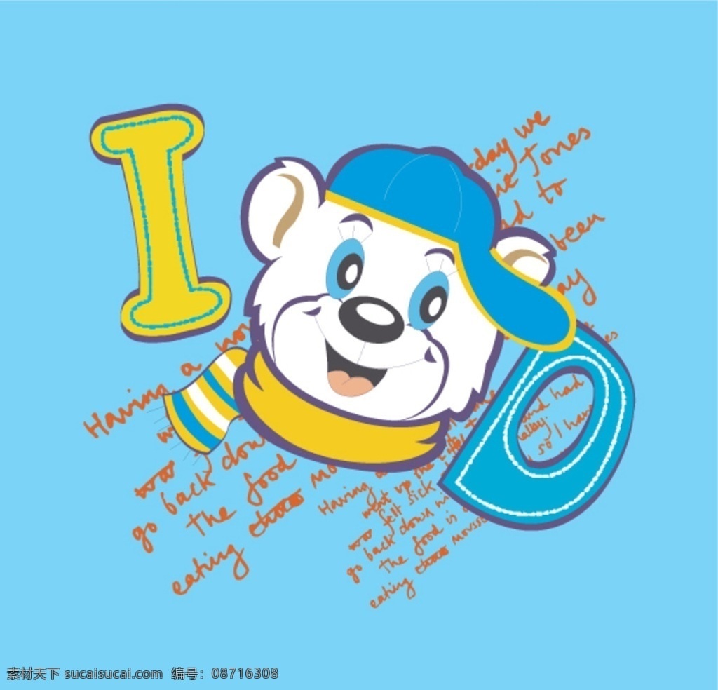 时尚小熊 卡通熊头像 卡通小熊 可爱熊头像 酷酷熊图案 熊仔头像 帽子英文字母 卡通设计