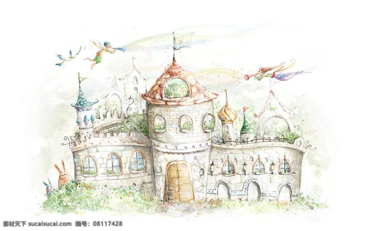 梦 中城 堡 天使 城堡 卡通 梦幻 动漫 可爱