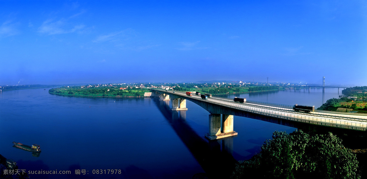 衡 枣 高速 东阳渡 湘江 特 大桥 湖南高速 跨江大桥 船 蓝色 河流 蓝天 山水风景 自然景观