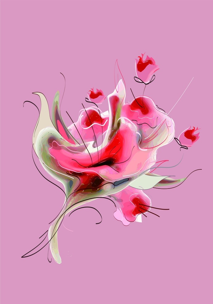 抽象花 花 抽象 花朵 粉色 背景 矢量素材 其他矢量 矢量