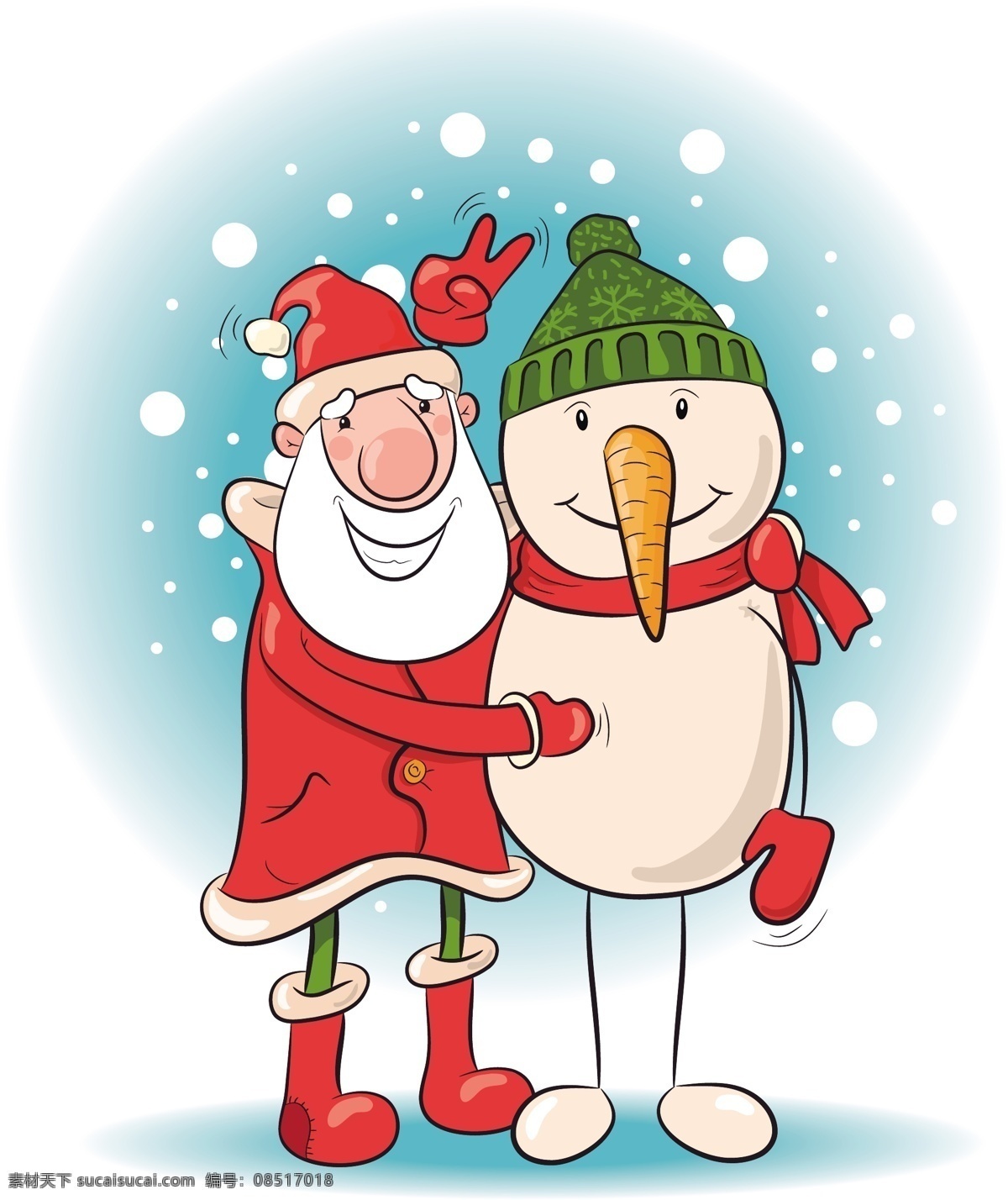 卡通圣诞老人 圣诞 卡通 冬季 圣诞老人 庆典 雪花 假日 雪人 插图 庆祝 克劳斯