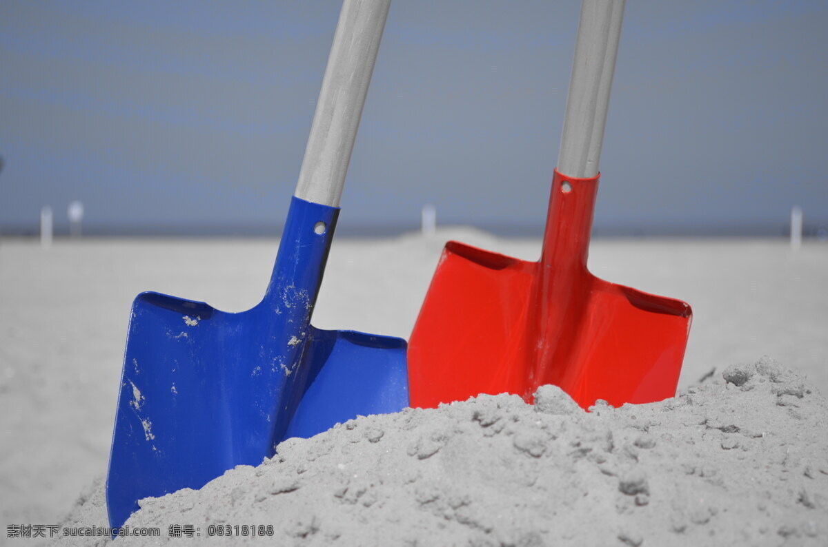 彩色 铁锹 高清 沙滩铁锹彩色 蓝色铁锹 红色铁锹