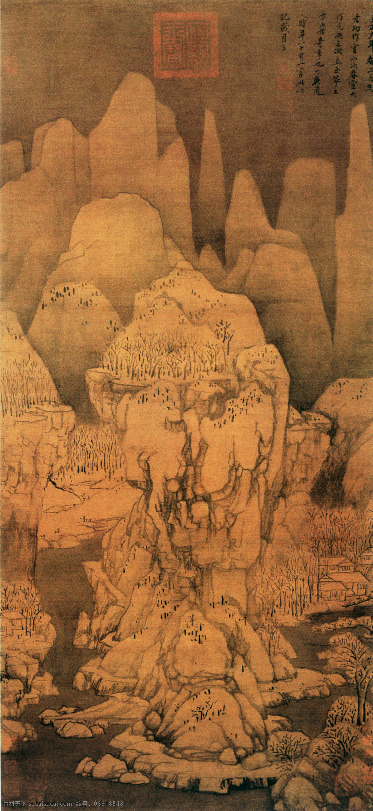 山水 名画 书画 九峰 雪 霁 图 古画 山水画 书画真迹 中国水墨画 九峰雪霁图 文化艺术