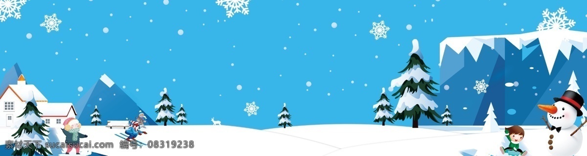 卡通背景 冰雪 卡通 雪花 背景