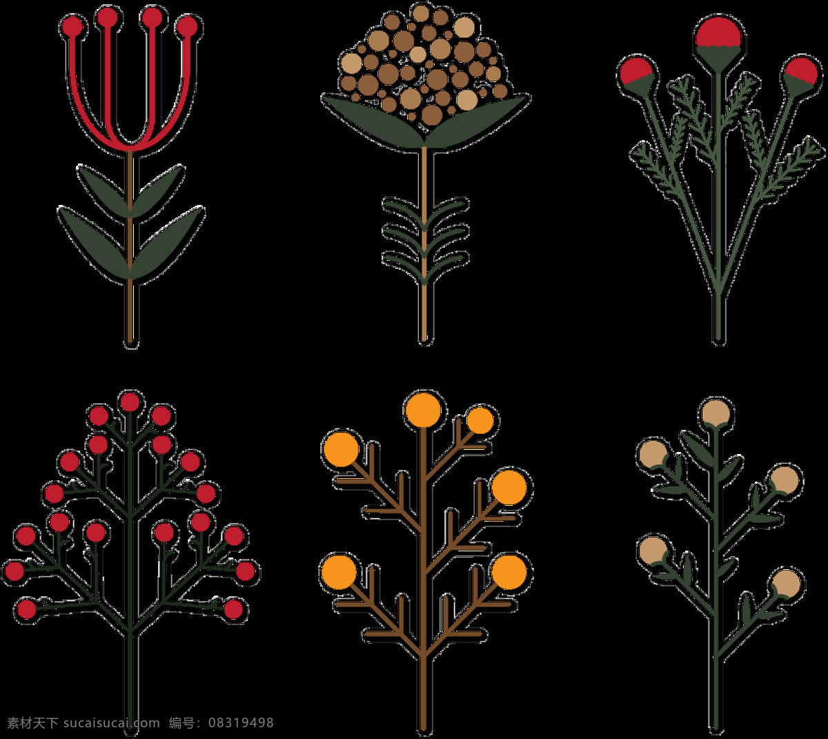 六 款 植物 卡通 透明 海报设计装饰 抠图专用 六款 设计素材 淘宝素材 透明素材 装饰 装饰图案