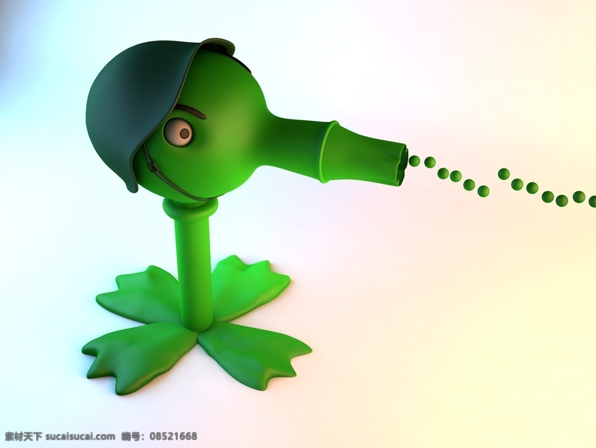 大战僵尸 小钢炮 游戏 兵帽 绿色 战争 3d设计 3d作品