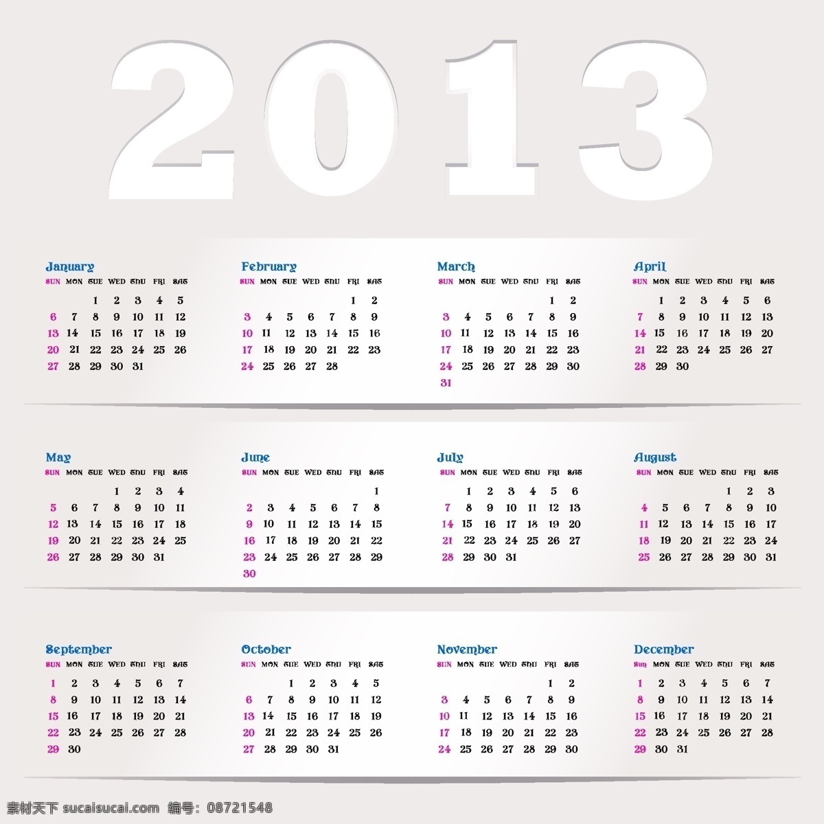 2013 挂历 矢量 矢量图 其他矢量图
