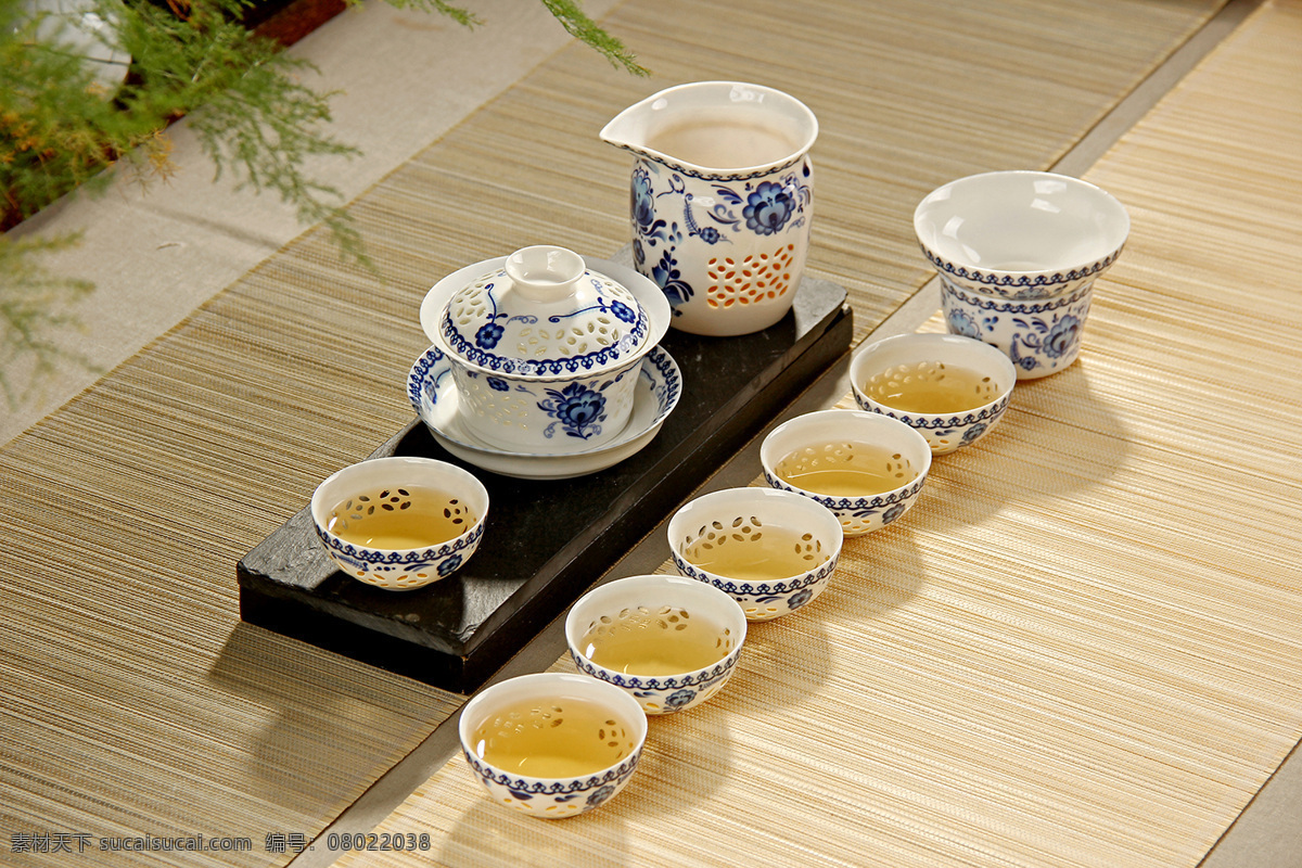 青花 玲珑 茶具 清新 场景 文化艺术 传统文化