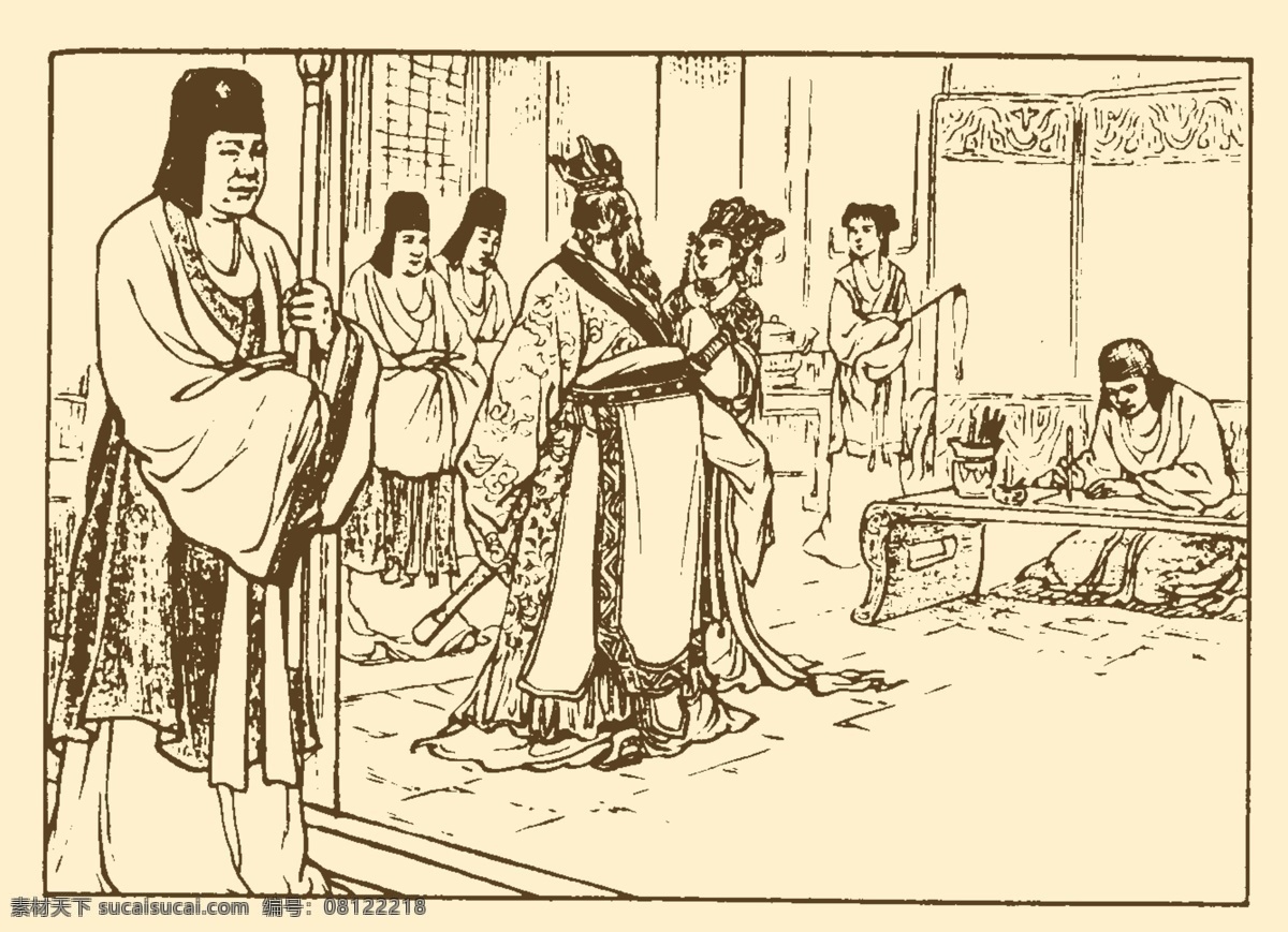 分层 白描 传统文化 端午 故事 连环画 屈原 人物 古代故事画库 屈原素材下载 屈原模板下载 粽子 传统故事 源文件 节日素材 端午节