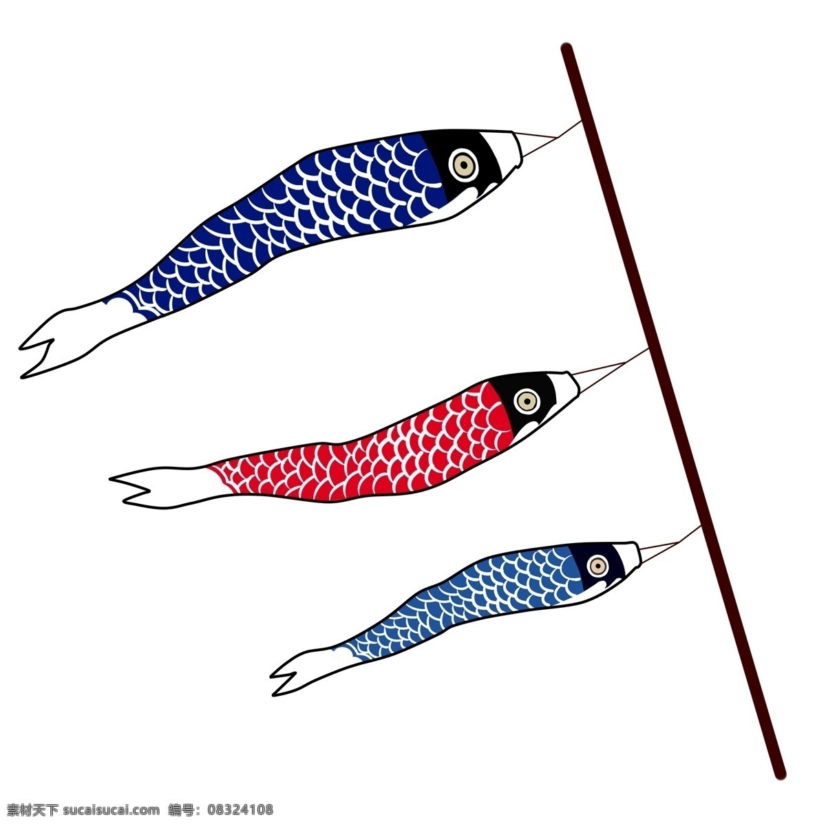 日本 鱼形 灯笼 插画 蓝色灯笼 红色灯笼 日本文化 鱼 日本鱼形灯笼 鱼形灯笼插画