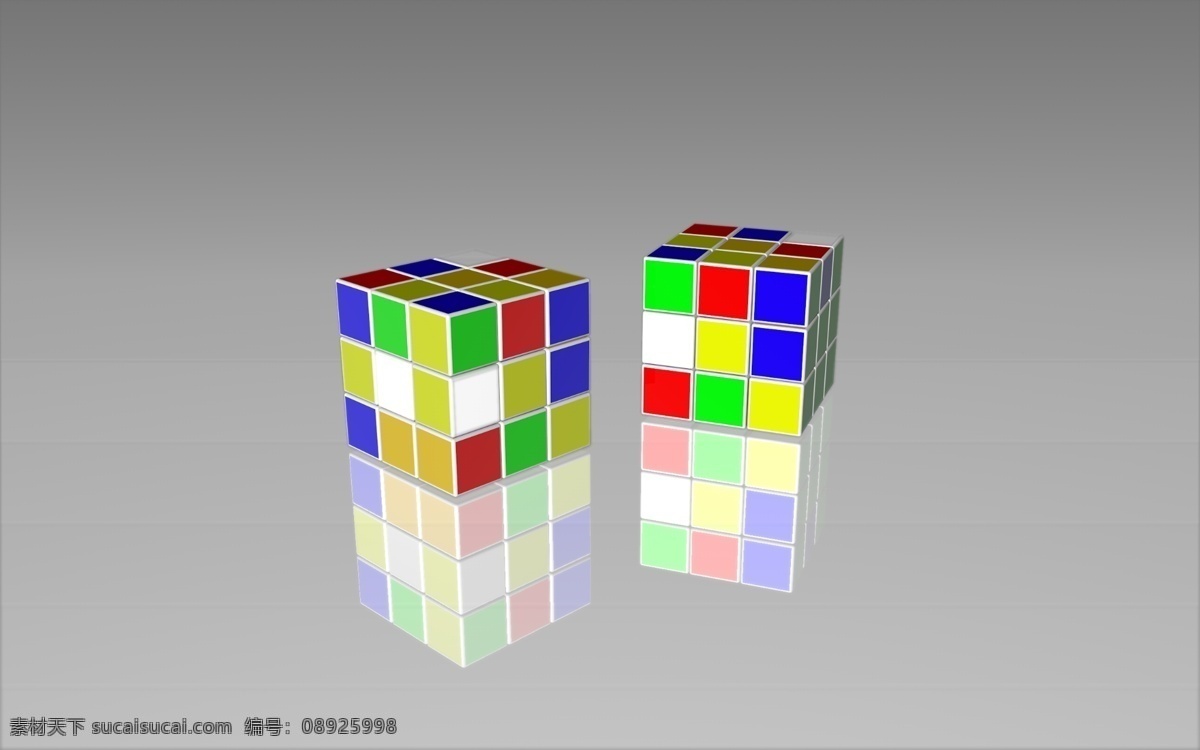方块 魔方倒影 灰色 颜色 3d设计 其他模型