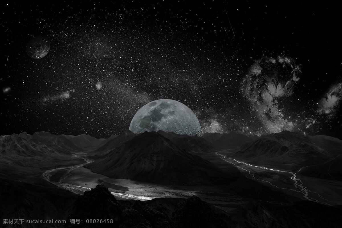 星空 地球 宇宙 黑白 太空 山 外太空 宇宙星空 星空地球 星球 极光 自然景观