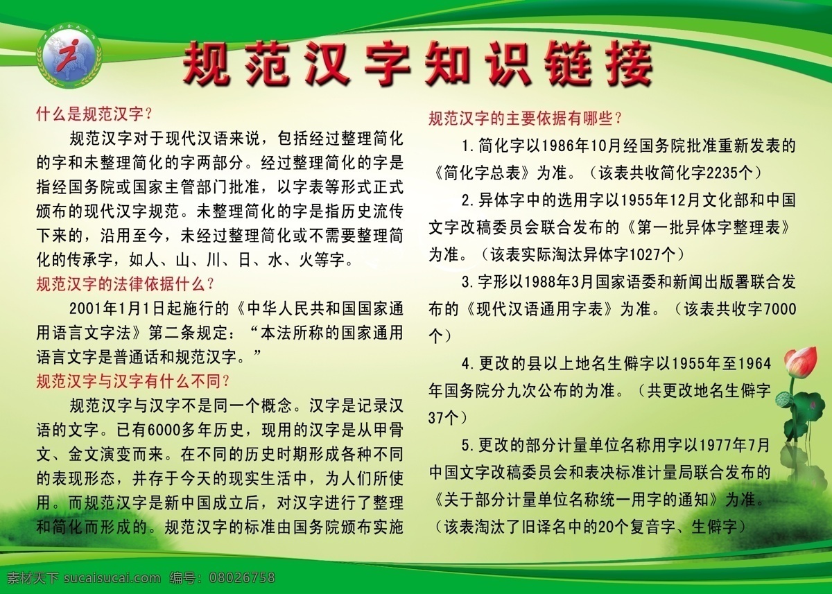 规范 汉字 知识 链接 规范汉字 知识链接 语言文字规范 规范汉字依据 不同 展板模板 广告设计模板 源文件
