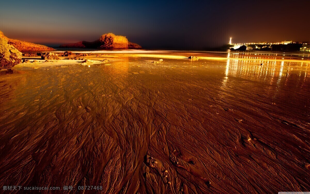 海滩 夜景 壁纸 高清 沙滩 自然风景 自然景观 滩 海滩夜景 psd源文件