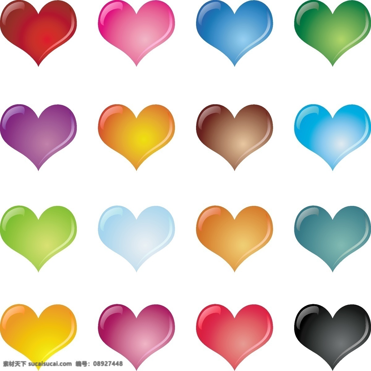 彩色心形爱情人卡通图标设置矢量插画图片素材_ID:353261700-Veer图库