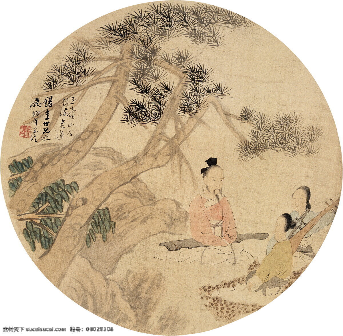 松下抚琴图 马远 南宋 四大家 册页 古画类 绘画书法 文化艺术