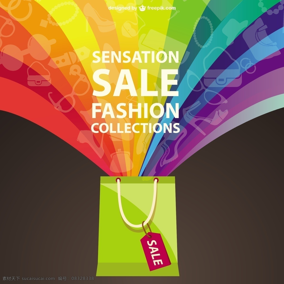时尚 营销 彩虹 背景 商业 图标 销售 礼品 模板 购物 印刷 文字 包 布局 演示 促销 黑色