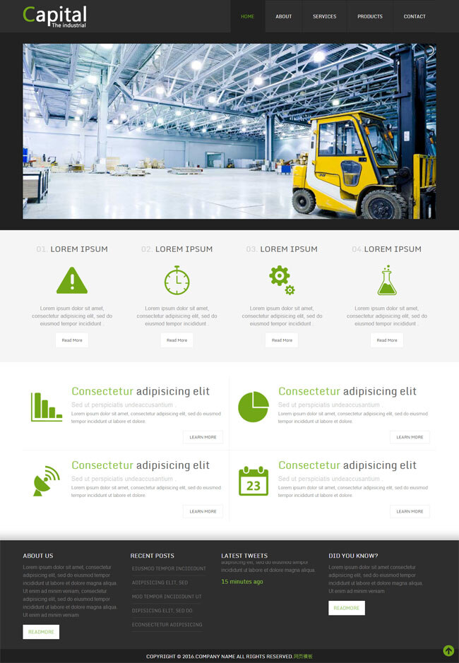 绿色 清爽 工程建设 网站 模版 网页设计 htmljs 白色