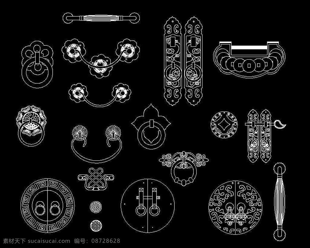 cad设计图 家居 家具设计 锁 效果图 源文件 中式风格铜锁 铜锁 cad 设计图 古典锁具图 dwg 格式 精美锁具 cad素材 室内图纸