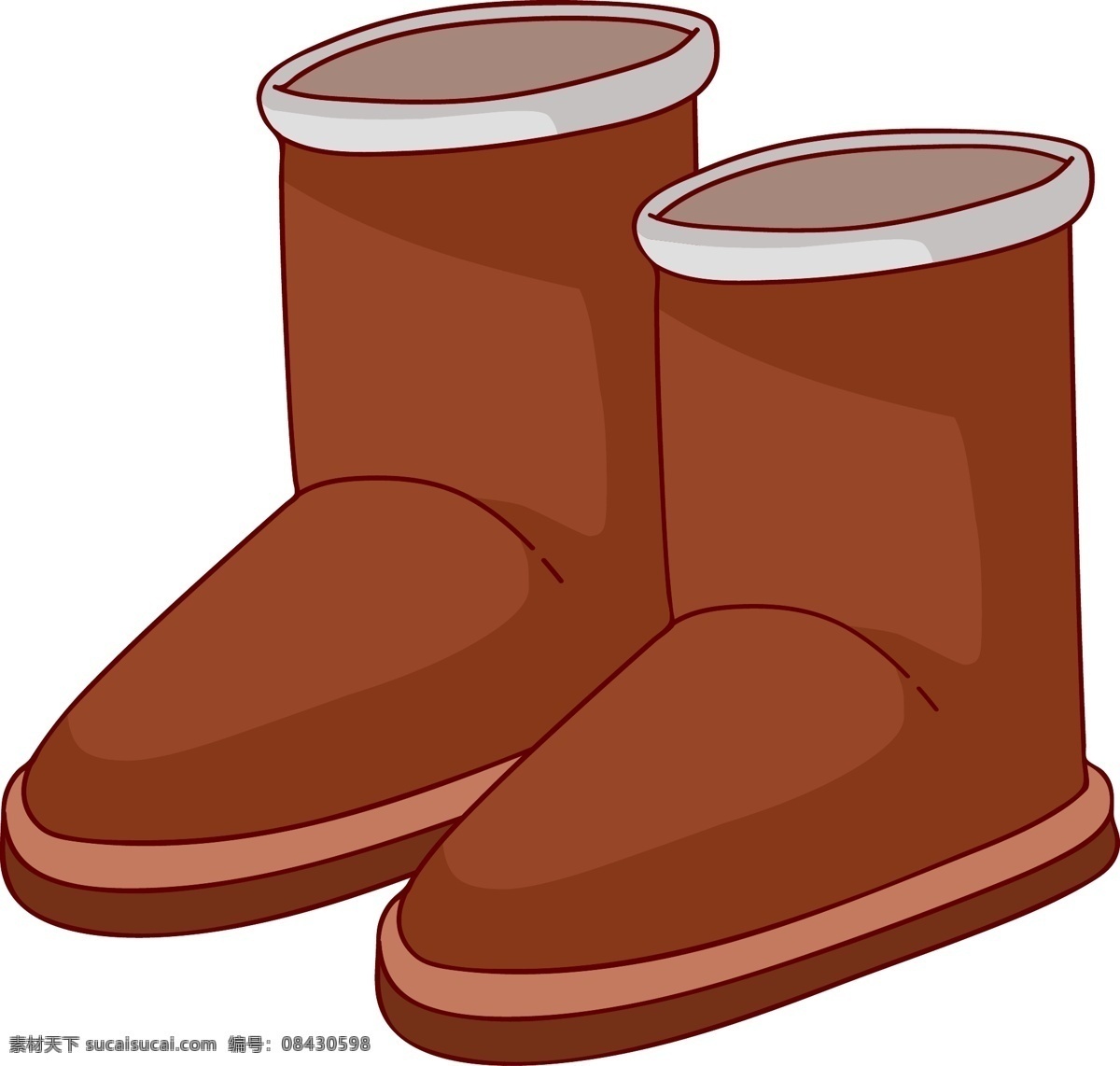卡通 冬季 棉 靴 矢量图 棕色 鞋子 保暖 ai元素 免抠 棉靴