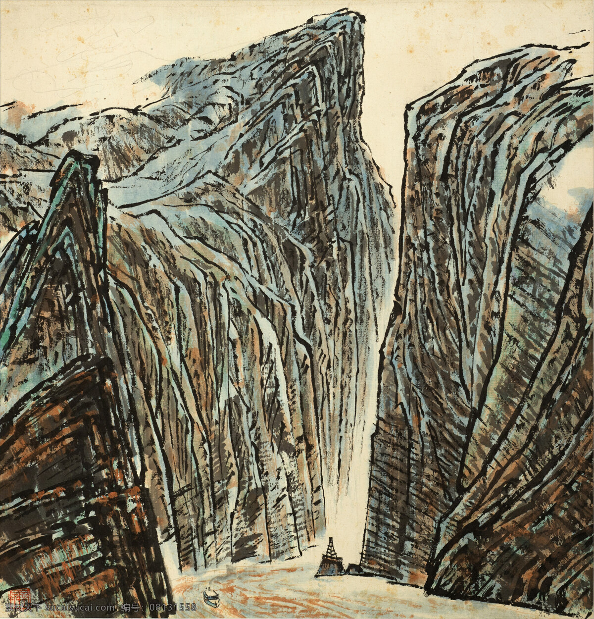 中国画 中国 传统 绘画 高山 山峰 文化艺术 绘画书法