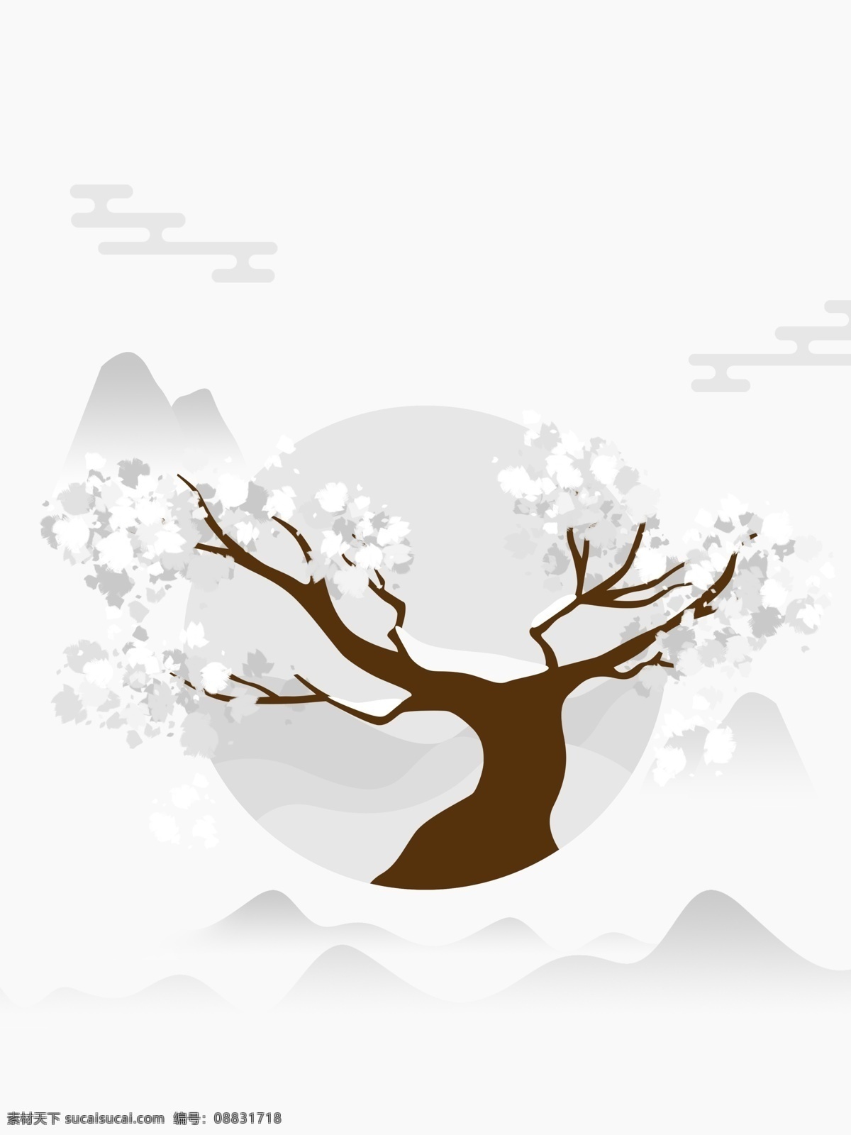 简约 淡雅 白色 花枝 背景 广告背景 清新 花朵 高贵 浅色 清雅 手绘