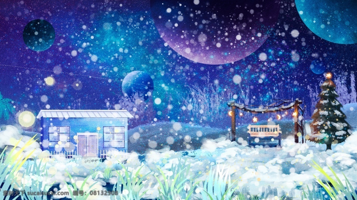 创意 唯美 冬天 你好 雪景 立冬 小雪 大雪 插画 壁纸 冬天雪景 冬天你好 电商用途 手机配图