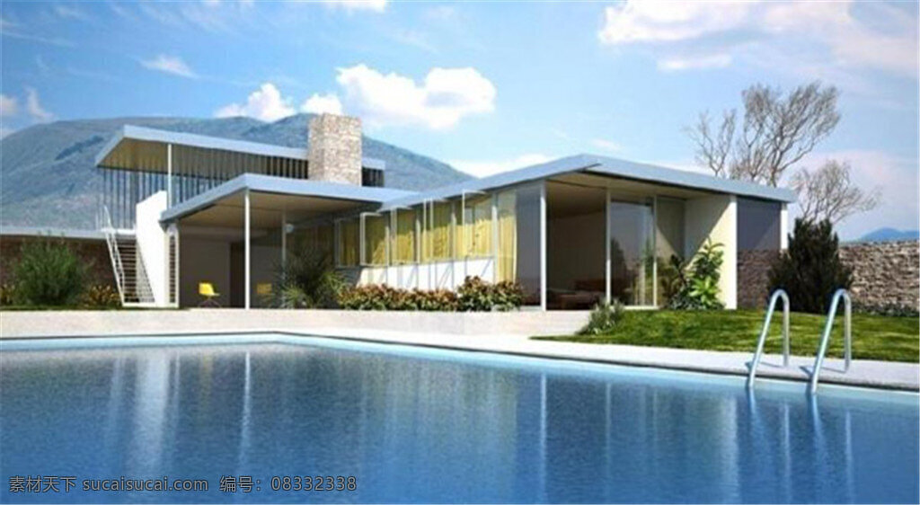 游泳池 场景 模型 d 建筑 精品室外模型 现代建筑 室外建模 建筑设计 室外建筑模型 现代风格建筑 建筑场景模型 精美 白色