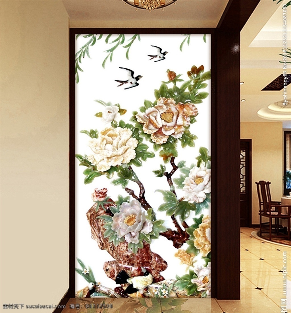3d 玉雕 牡丹 玄关 中式玄关 古典玄关 3d玄关 立体玄关 玉雕玄关 时尚玄关 过道玄关 背景墙 中式屏风 隔断墙 装饰画 玄关画 移门图 墙画 壁画 文化艺术 绘画书法