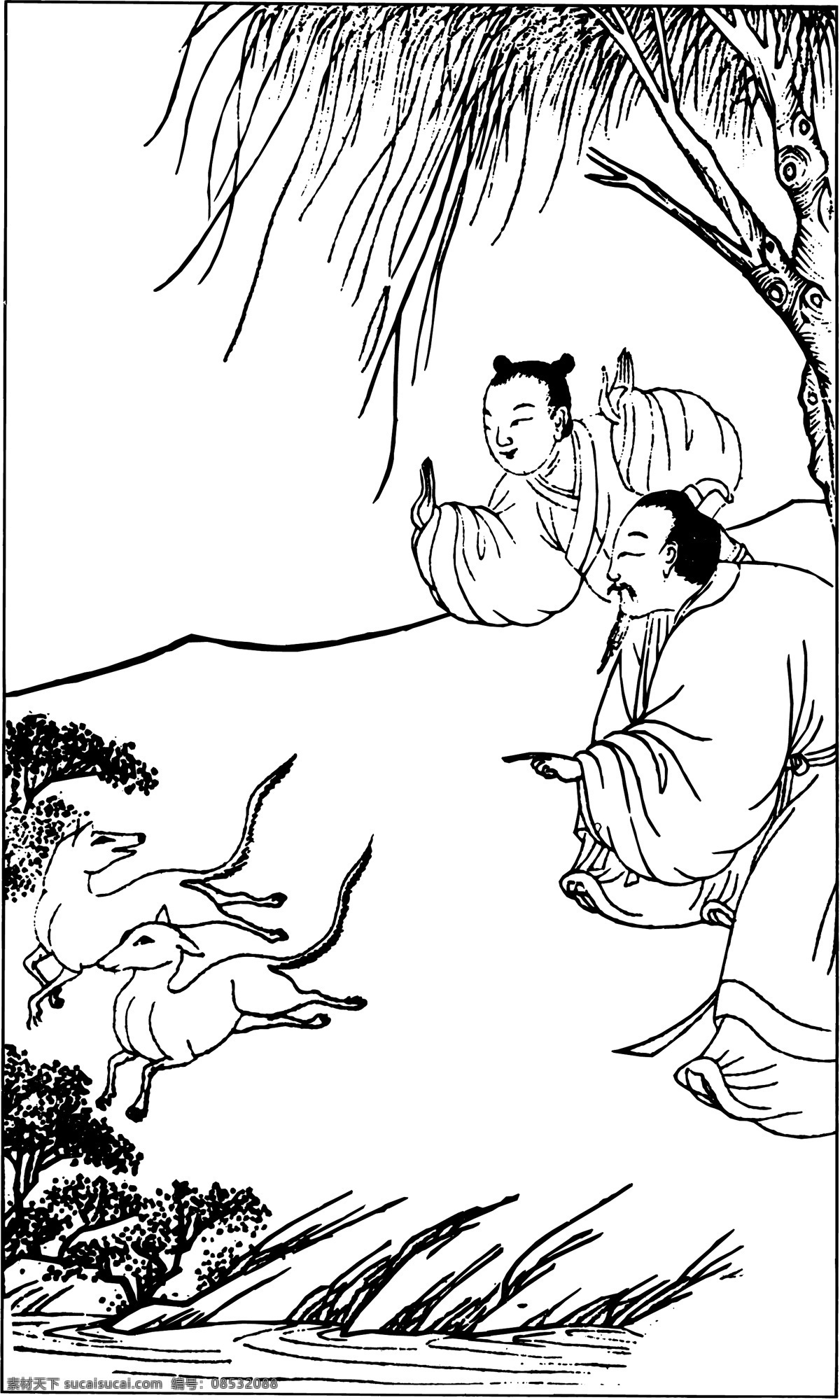 古板 画 佛教 观音 和尚 古板画 佛教人士 矢量图 矢量人物