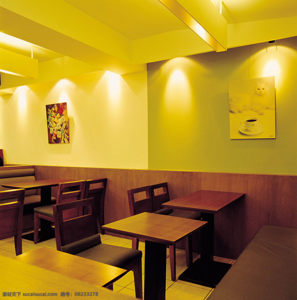 大气 简洁 餐厅 室内设计 餐馆 店面 黄色