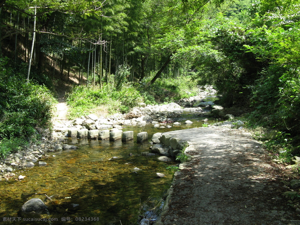 竹 间 小溪 风景 桥 山水风景 石头 树 天空 竹间小溪4 水 自然 自然景观 矢量图 日常生活